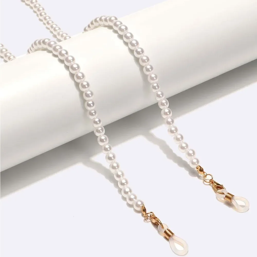 Classic Pearl Eyeglass Chain Necklace - White R351
